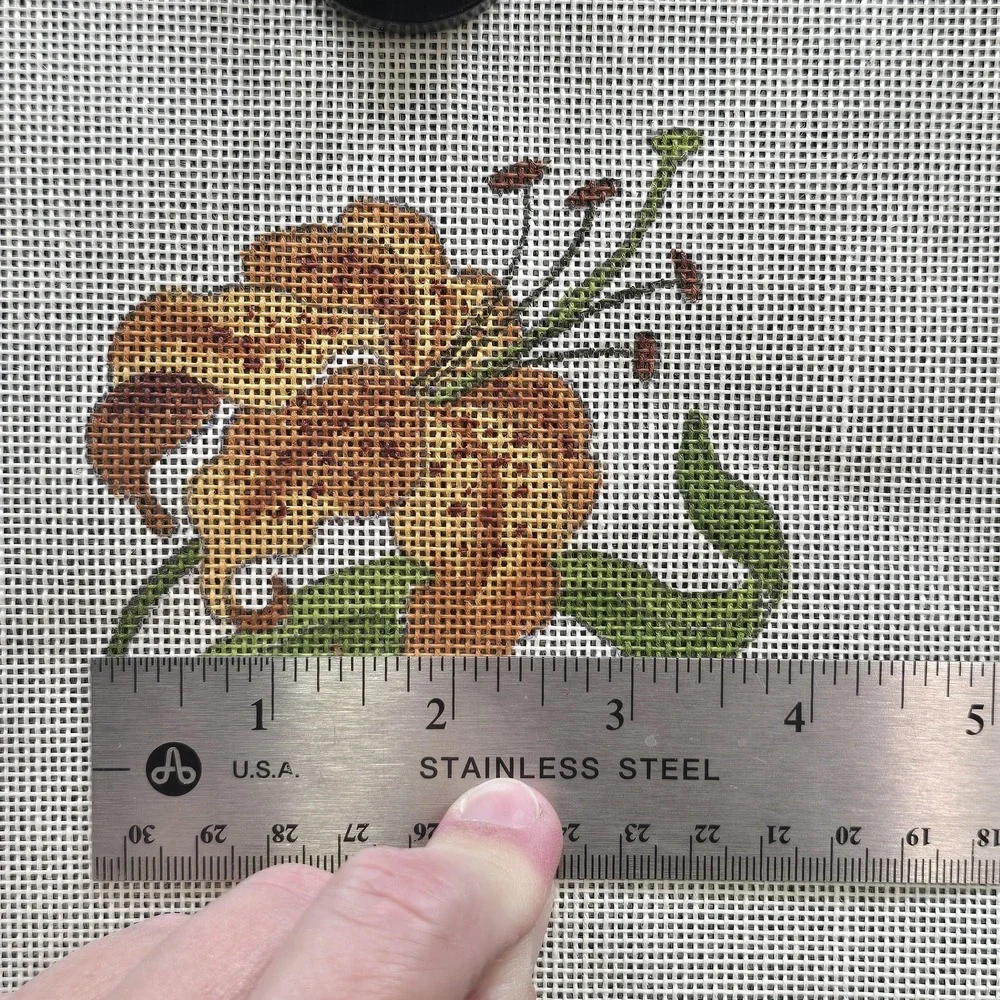 Vintage Betty Smith Traditions Hand Painted Needlepoint Canvas Orange Lily #671
